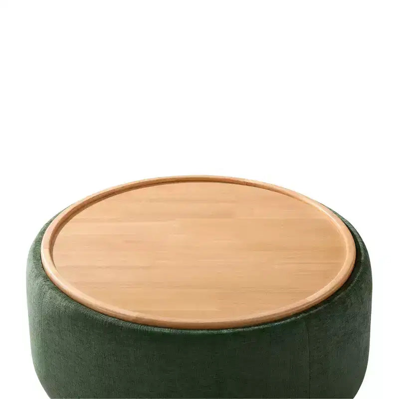 Whisen 29 Pouf Contenitore Rotondo, Tavolino Moderno, Poggiapiedi in Tessuto Bouclé con Struttura in Legno, Nessun Montaggio Richiesto