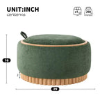 Whisen 29 Pouf Contenitore Rotondo, Tavolino Moderno, Poggiapiedi in Tessuto Bouclé con Struttura in Legno, Nessun Montaggio Richiesto