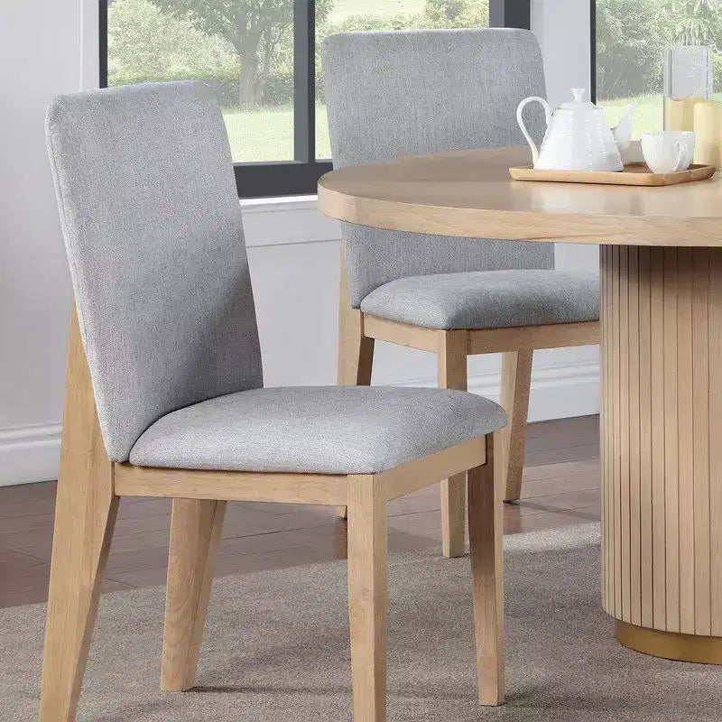GDFStudio Joy Modern Wooden Linen Upholstered Dining Chair (Set of 2)