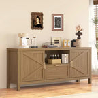 COZONY Farmhouse TV Stand for Up to 65 TVs, Entertainment Center with Door & Adjustable Shelf, Media Console Storage Cabinet