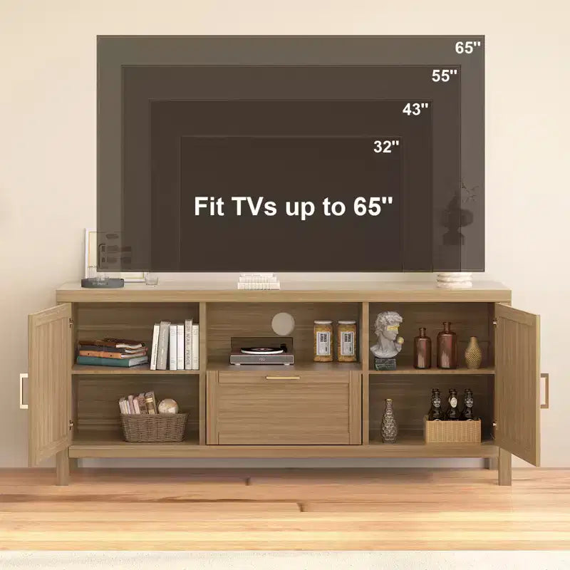 COZONY Mobile TV da Fattoria per TV fino a 65 Pollici, Centro Intrattenimento con Anta e Ripiano Regolabile, Mobile Contenitore Consolle Multimediale