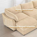Divano componibile a U MooxvMoo 112 pollici con cassetto estraibile e cuscini decorativi e pouf contenitore, Divano con contenitore, Divani in ciniglia per soggiorno, Grano