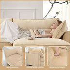Divano componibile a U MooxvMoo 112 pollici con cassetto estraibile e cuscini decorativi e pouf contenitore, Divano con contenitore, Divani in ciniglia per soggiorno, Grano
