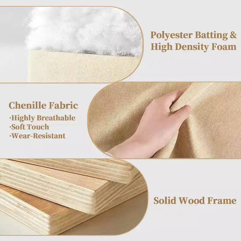 Divano componibile a U MooxvMoo 112 pollici con cassetto estraibile e cuscini decorativi e pouf contenitore, Divano con contenitore, Divani in ciniglia per soggiorno, Grano
