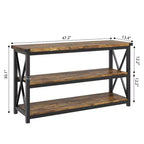 Consolle Industriale, Tavolo da Ingresso Lungo 120 cm con 3 Ripiani Contenitori, Tavolo Rettangolare per Divano e Corridoio per Soggiorno, Camera da Letto, Decorazione Foyer