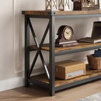 Consolle Industriale, Tavolo da Ingresso Lungo 120 cm con 3 Ripiani Contenitori, Tavolo Rettangolare per Divano e Corridoio per Soggiorno, Camera da Letto, Decorazione Foyer