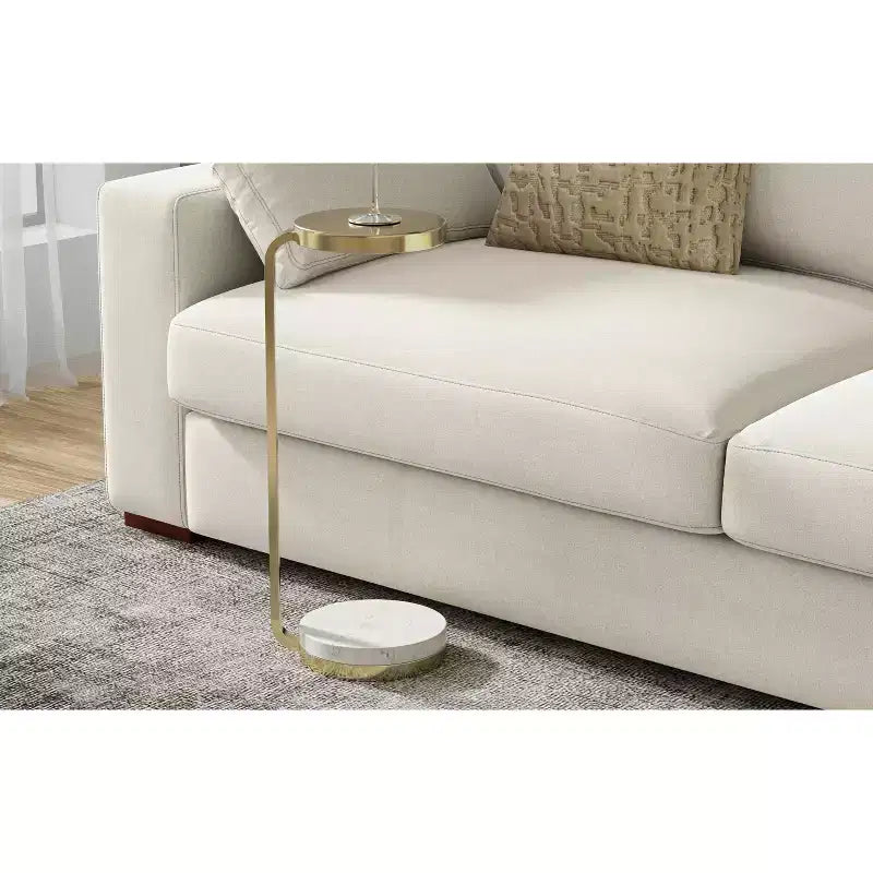 Tavolino Lauryn Moderno Contemporaneo largo 25 cm in Metallo Bianco/Oro, Completamente Assemblato