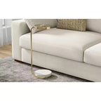 Tavolino Lauryn Moderno Contemporaneo largo 25 cm in Metallo Bianco/Oro, Completamente Assemblato