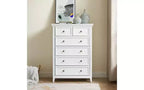 JVNOXK Farmhouse-Style Modern Six-Drawer Cabinet, Wardrobe Organizer, Living Room Clothing Storage Cabinet with Metal Drawer Slides, White