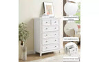 JVNOXK Armadietto moderno a sei cassetti in stile rustico, organizzatore per guardaroba, armadietto porta abiti per soggiorno con guide metalliche per cassetti, bianco