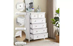 JVNOXK Armadietto moderno a sei cassetti in stile rustico, organizzatore per guardaroba, armadietto porta abiti per soggiorno con guide metalliche per cassetti, bianco