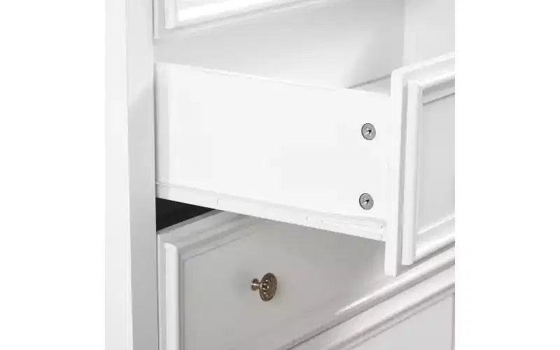 JVNOXK Armadietto moderno a sei cassetti in stile rustico, organizzatore per guardaroba, armadietto porta abiti per soggiorno con guide metalliche per cassetti, bianco