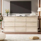 Comò a 9 cassetti per camera da letto, cassettiera moderna ampia, cassettiera grande in legno, organizer contenitore senza maniglie per soggiorno, ingresso, corridoio