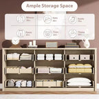 Comò a 9 cassetti per camera da letto, cassettiera moderna ampia, cassettiera grande in legno, organizer contenitore senza maniglie per soggiorno, ingresso, corridoio