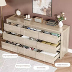 Comò a 9 cassetti per camera da letto, cassettiera moderna ampia, cassettiera grande in legno, organizer contenitore senza maniglie per soggiorno, ingresso, corridoio