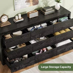 Comò a 9 cassetti per camera da letto, cassettiera moderna ampia, cassettiera grande in legno, organizer contenitore senza maniglie per soggiorno, ingresso, corridoio
