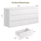 Comò a 9 cassetti per camera da letto, cassettiera moderna ampia, cassettiera grande in legno, organizer contenitore senza maniglie per soggiorno, ingresso, corridoio