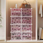 Scarpiera staccabile a 8 ripiani, organizer espandibile per 32 paia di scarpe con sportello per ingresso e camera da letto, colore rosa