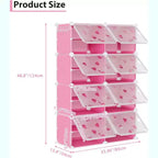 Scarpiera staccabile a 8 ripiani, organizer espandibile per 32 paia di scarpe con sportello per ingresso e camera da letto, colore rosa