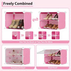 Scarpiera staccabile a 8 ripiani, organizer espandibile per 32 paia di scarpe con sportello per ingresso e camera da letto, colore rosa
