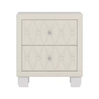 MAYEERTY Comodino in velluto con 2 cassetti, maniglia in cristallo, comodino contenitore con bottoni trapuntati, beige