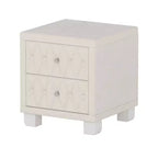 MAYEERTY Comodino in velluto con 2 cassetti, maniglia in cristallo, comodino contenitore con bottoni trapuntati, beige