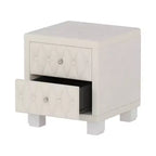 MAYEERTY Comodino in velluto con 2 cassetti, maniglia in cristallo, comodino contenitore con bottoni trapuntati, beige