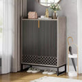 Lantine Shoe Cabinet with Doors, 5-Tier Grey Shoe Storage Cabinet for 25 Pairs, Wooden Shoes Rack Organizer for Entryway, Living Room, Hallway