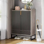Lantine Shoe Cabinet with Doors, 5-Tier Grey Shoe Storage Cabinet for 25 Pairs, Wooden Shoes Rack Organizer for Entryway, Living Room, Hallway