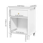 Comodino in Legno Bianco con un Cassetto e Ripiano, Maniglia Dorata, Struttura in MDF per Bambini e Adulti, Altezza 68 cm