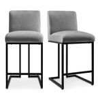Set di 2 Moderni Sgabelli da Bar a Contatore con Schienale, Sedie da Cucina Imbottite da 25" con Base a Slitta in Metallo Nero - Panipeachy