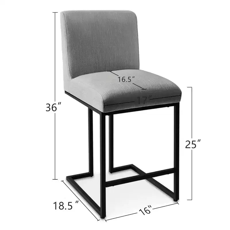 Set di 2 Moderni Sgabelli da Bar a Contatore con Schienale, Sedie da Cucina Imbottite da 25" con Base a Slitta in Metallo Nero - Panipeachy