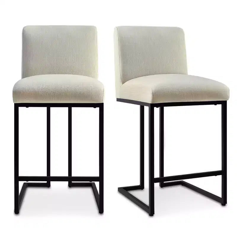 Set di 2 Moderni Sgabelli da Bar a Contatore con Schienale, Sedie da Cucina Imbottite da 25" con Base a Slitta in Metallo Nero - Panipeachy