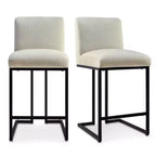 Set di 2 Moderni Sgabelli da Bar a Contatore con Schienale, Sedie da Cucina Imbottite da 25" con Base a Slitta in Metallo Nero - Panipeachy