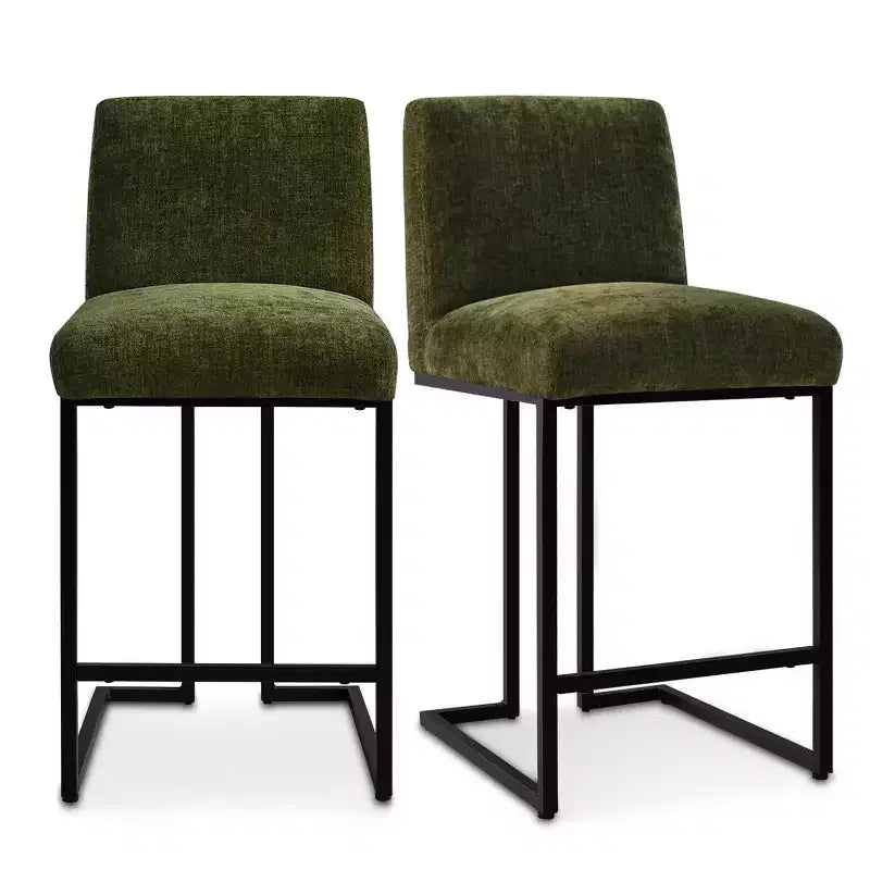 Set di 2 Moderni Sgabelli da Bar a Contatore con Schienale, Sedie da Cucina Imbottite da 25" con Base a Slitta in Metallo Nero - Panipeachy