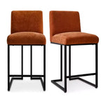 Set di 2 Moderni Sgabelli da Bar a Contatore con Schienale, Sedie da Cucina Imbottite da 25" con Base a Slitta in Metallo Nero - Panipeachy
