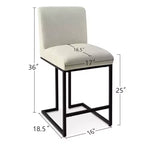 Set di 2 Moderni Sgabelli da Bar a Contatore con Schienale, Sedie da Cucina Imbottite da 25" con Base a Slitta in Metallo Nero - Panipeachy