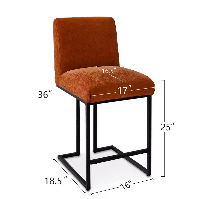 Set di 2 Moderni Sgabelli da Bar a Contatore con Schienale, Sedie da Cucina Imbottite da 25" con Base a Slitta in Metallo Nero - Panipeachy