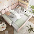 Bellemave Letto a Giorno Singolo in Velluto Imbottito con Letto Estraibile, Struttura Divano Letto Multifunzionale per Camera da Letto e Soggiorno.