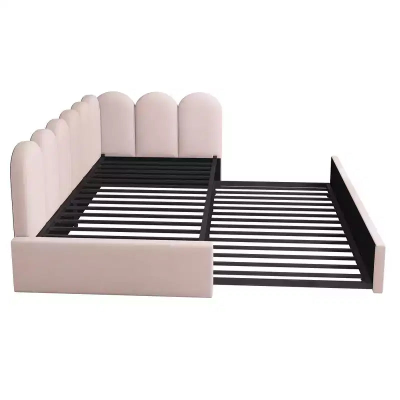 Bellemave Letto a Giorno Singolo in Velluto Imbottito con Letto Estraibile, Struttura Divano Letto Multifunzionale per Camera da Letto e Soggiorno.