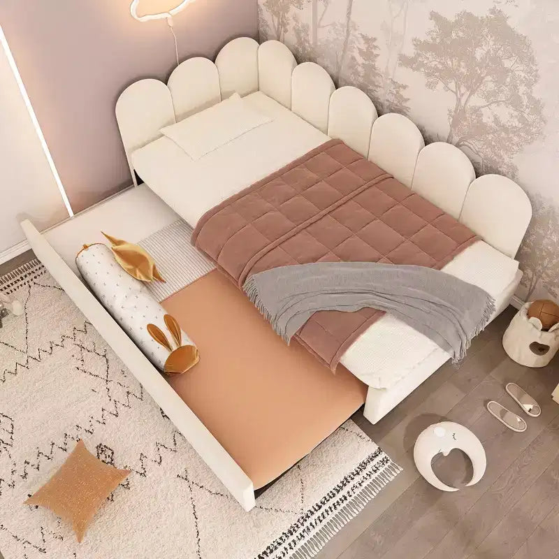 Bellemave Letto a Giorno Singolo in Velluto Imbottito con Letto Estraibile, Struttura Divano Letto Multifunzionale per Camera da Letto e Soggiorno.