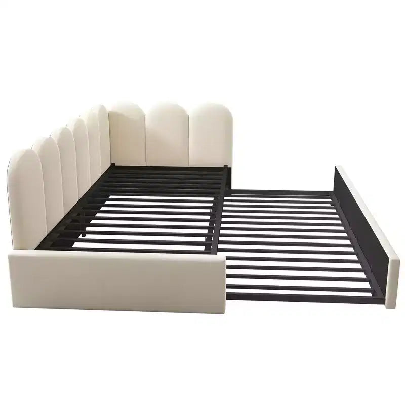 Bellemave Letto a Giorno Singolo in Velluto Imbottito con Letto Estraibile, Struttura Divano Letto Multifunzionale per Camera da Letto e Soggiorno.