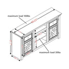 JVNOXK Mobile TV in stile rustico a doppia anta da 60 pollici, design a fienile, mobile porta TV rustico, mobile multimediale moderno con spazio di archiviazione, bianco