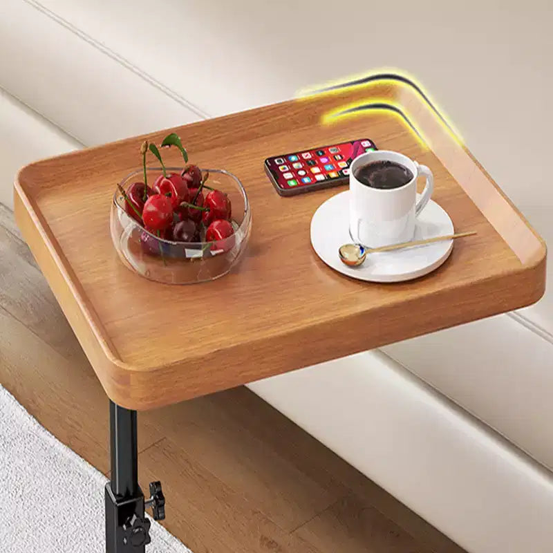 Tavolino a C con Altezza Regolabile, Tavolino Porta TV Girevole a 360° per Piccoli Spazi, Tavolino Salvaspazio da Divano con Ruote per Soggiorno Camera da Leto