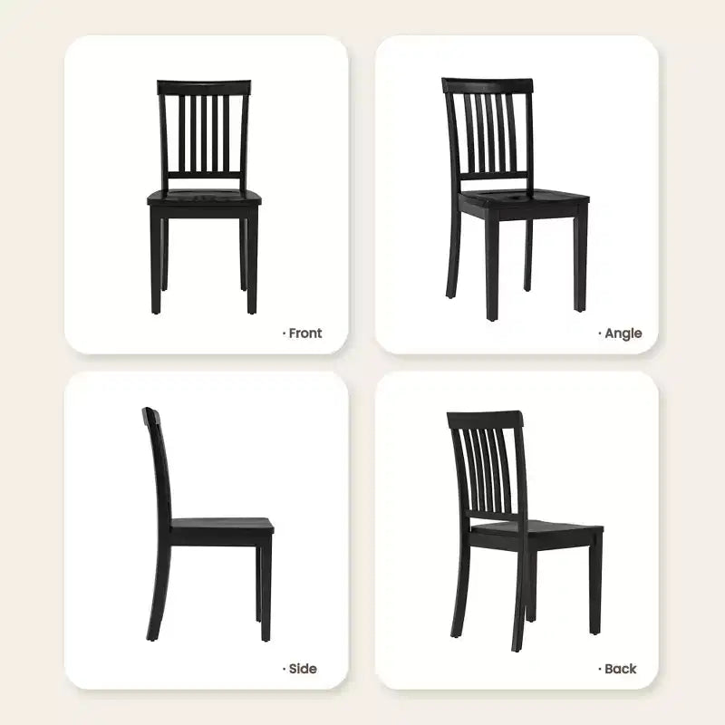Sedia da pranzo in legno massello Ora Maison Sedia laterale moderna stile coloniale con schienale a doghe e seduta sagomata, Set di 2