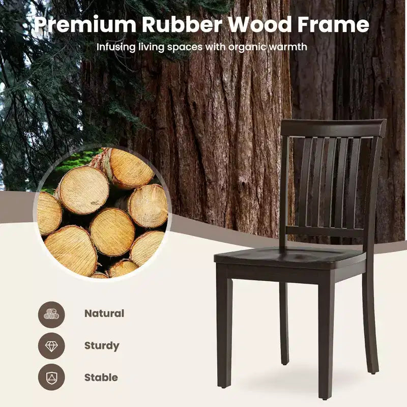Sedia da pranzo in legno massello Ora Maison Sedia laterale moderna stile coloniale con schienale a doghe e seduta sagomata, Set di 2