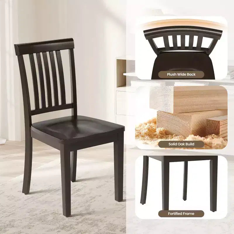 Sedia da pranzo in legno massello Ora Maison Sedia laterale moderna stile coloniale con schienale a doghe e seduta sagomata, Set di 2