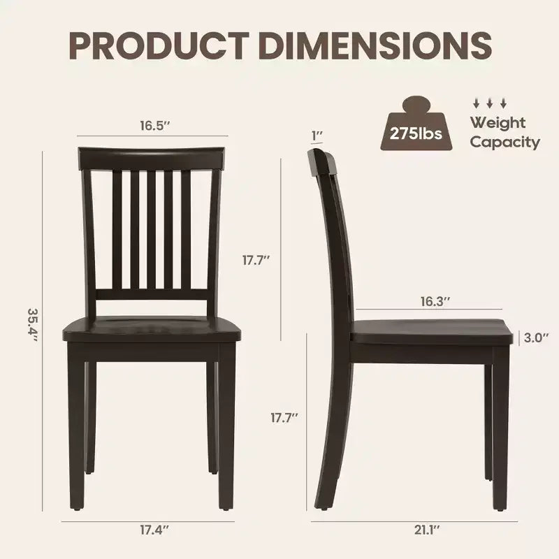 Sedia da pranzo in legno massello Ora Maison Sedia laterale moderna stile coloniale con schienale a doghe e seduta sagomata, Set di 2
