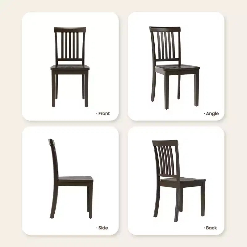 Sedia da pranzo in legno massello Ora Maison Sedia laterale moderna stile coloniale con schienale a doghe e seduta sagomata, Set di 2