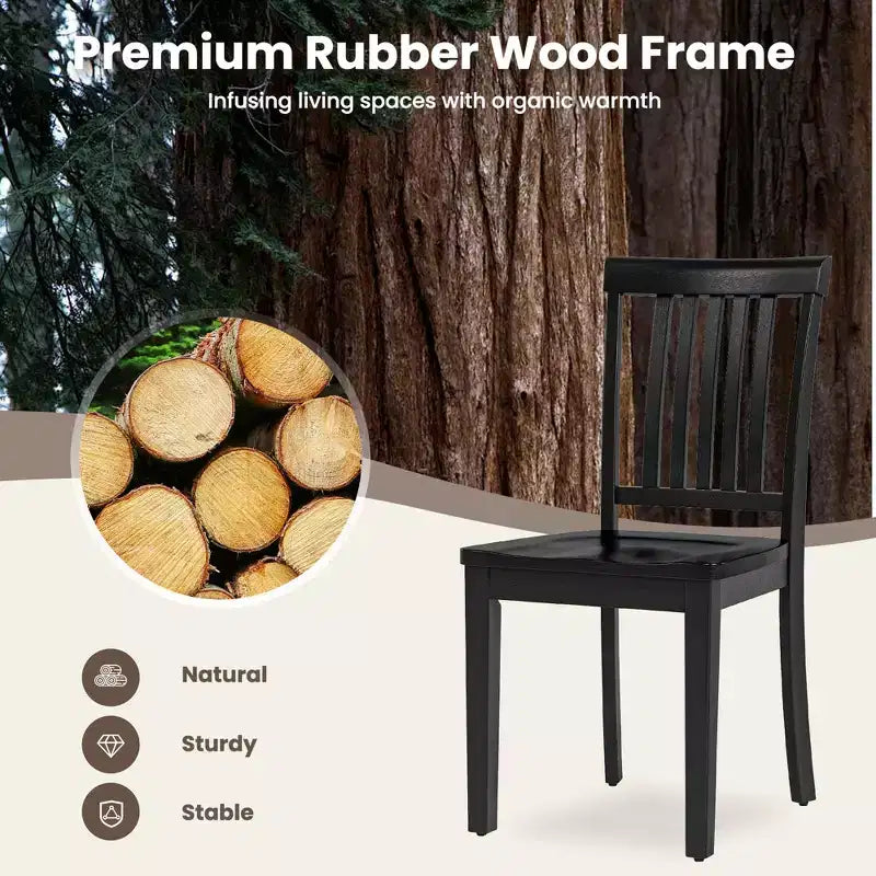 Sedia da pranzo in legno massello Ora Maison Sedia laterale moderna stile coloniale con schienale a doghe e seduta sagomata, Set di 2